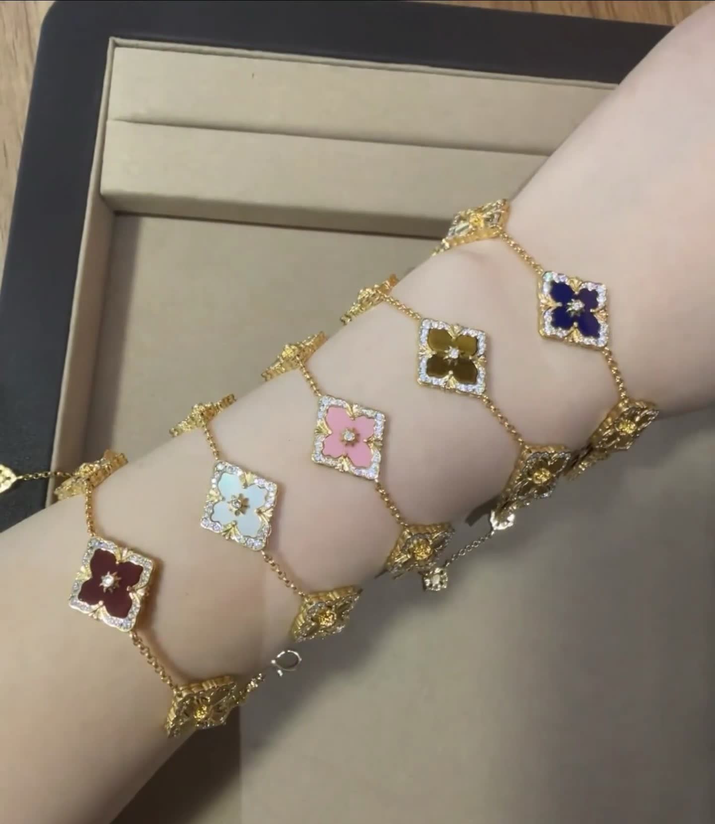 Van Cleef & Arpels Alhambra Pink and Purple Enamel Bracelet